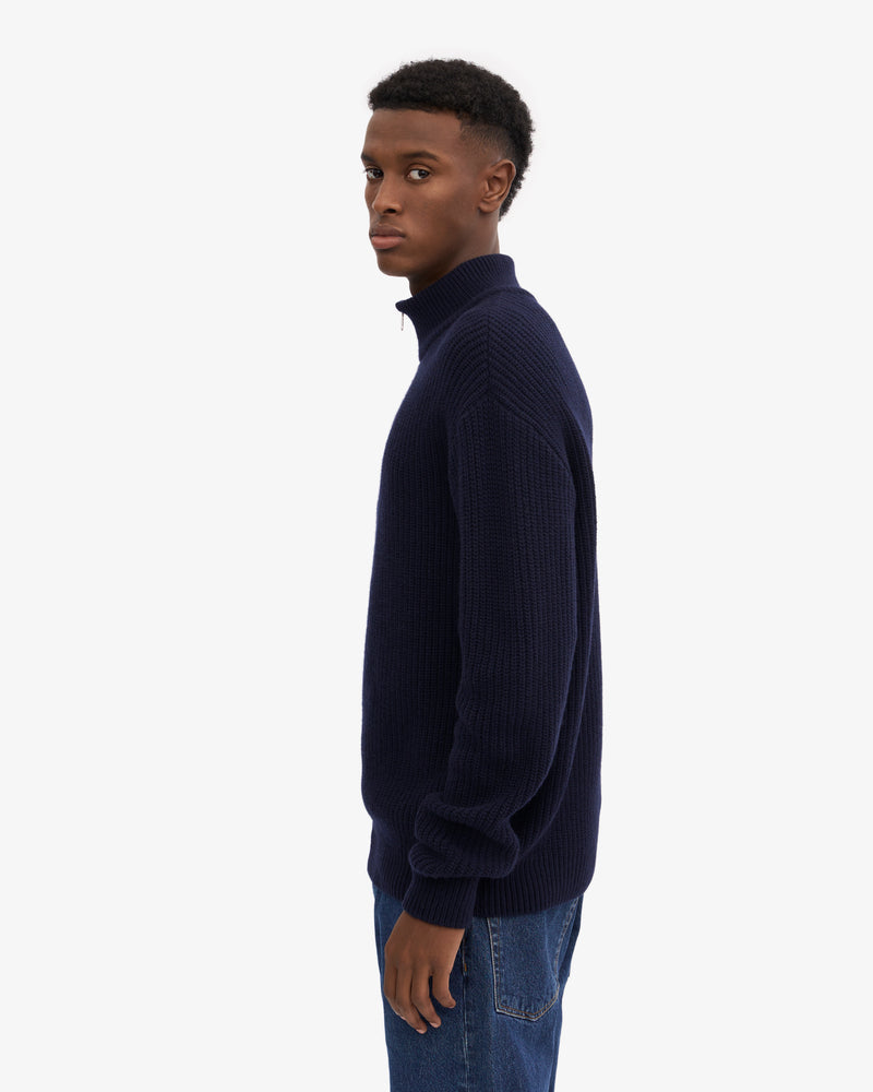 Merino Quarter Zip - Navy Blue