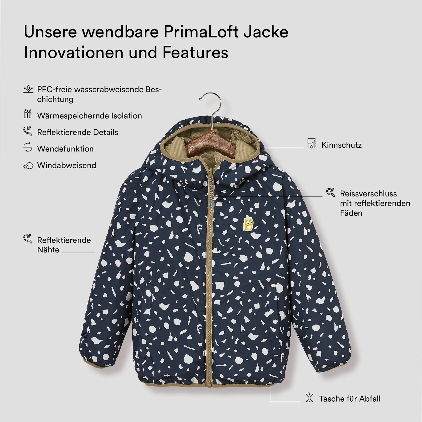 Glow reversible primaloft jacket underground – gold / true navy