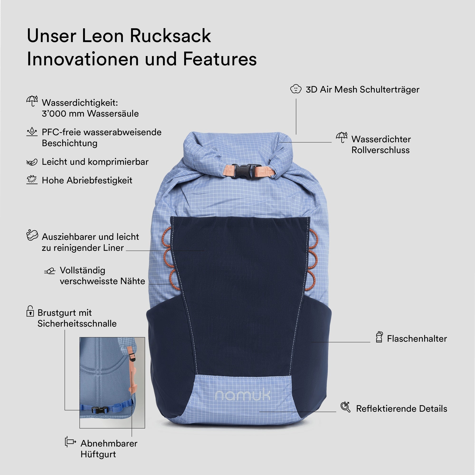 Leon Rucksack 20L Purple Blue