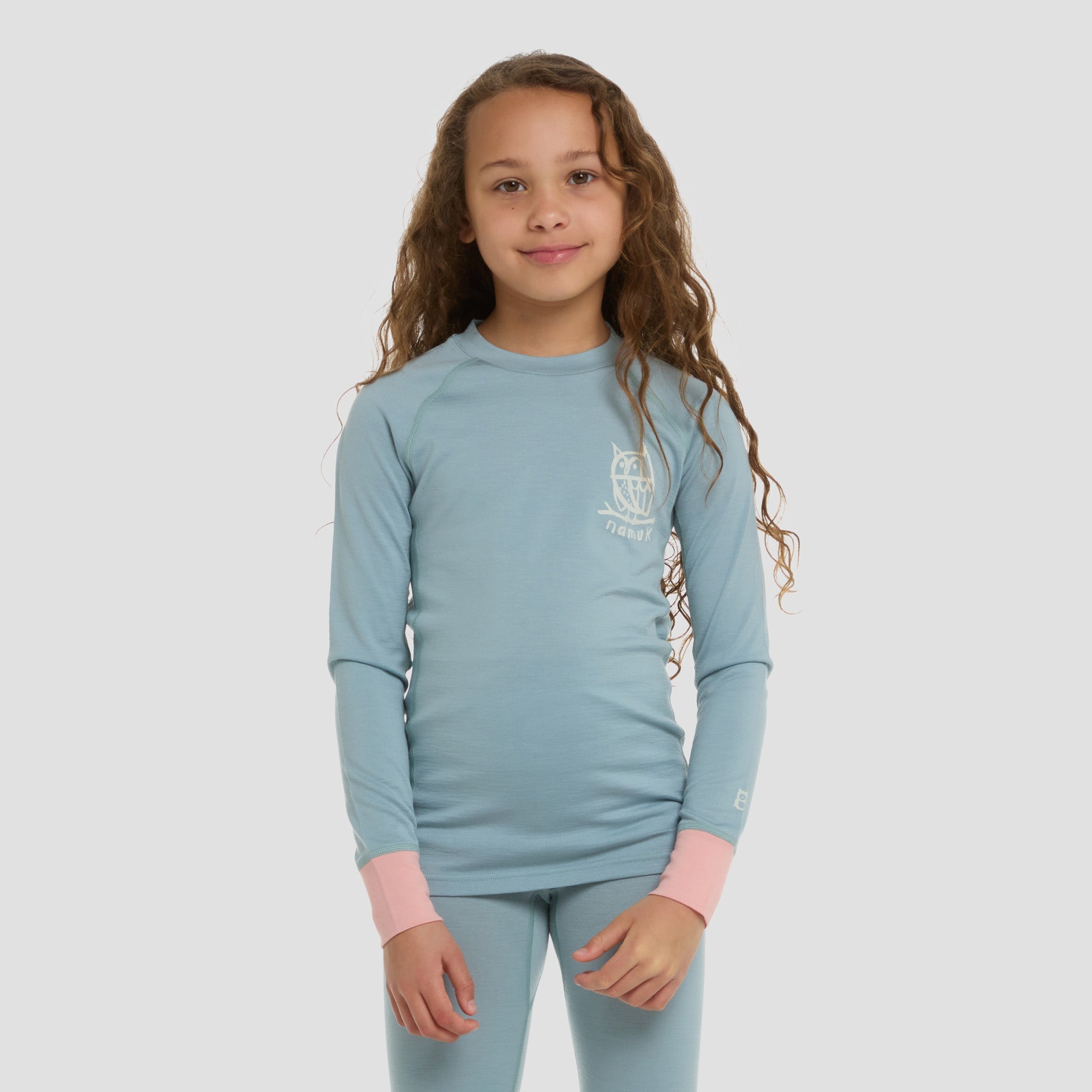 Uil Merino Longsleeve Elo - Ice Blue / Sunset Rose