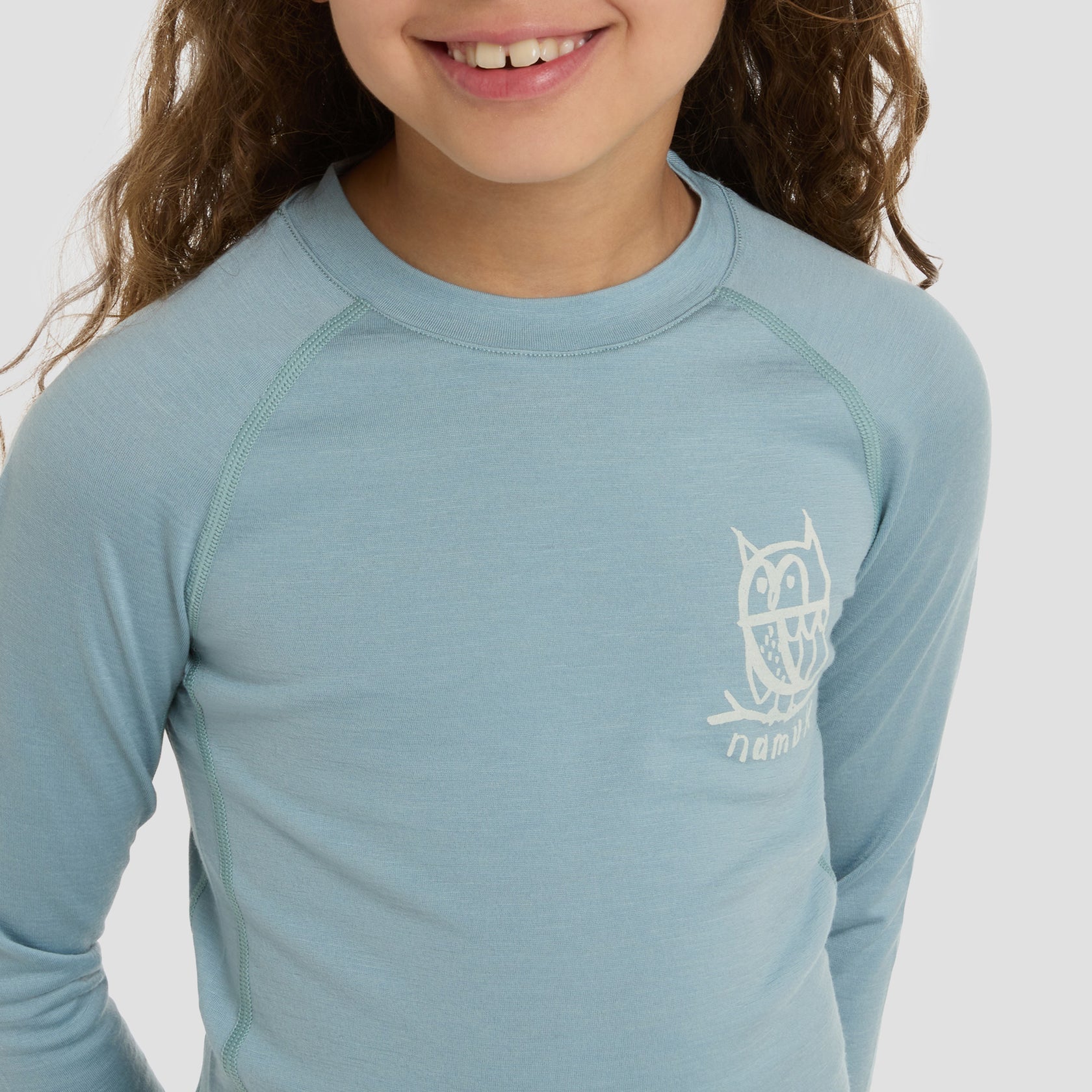 Uil Merino Longsleeve Elo - Ice Blue / Sunset Rose
