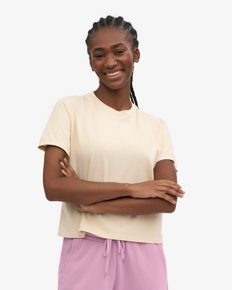 Organic Boxy Crop Tee - Ivory White