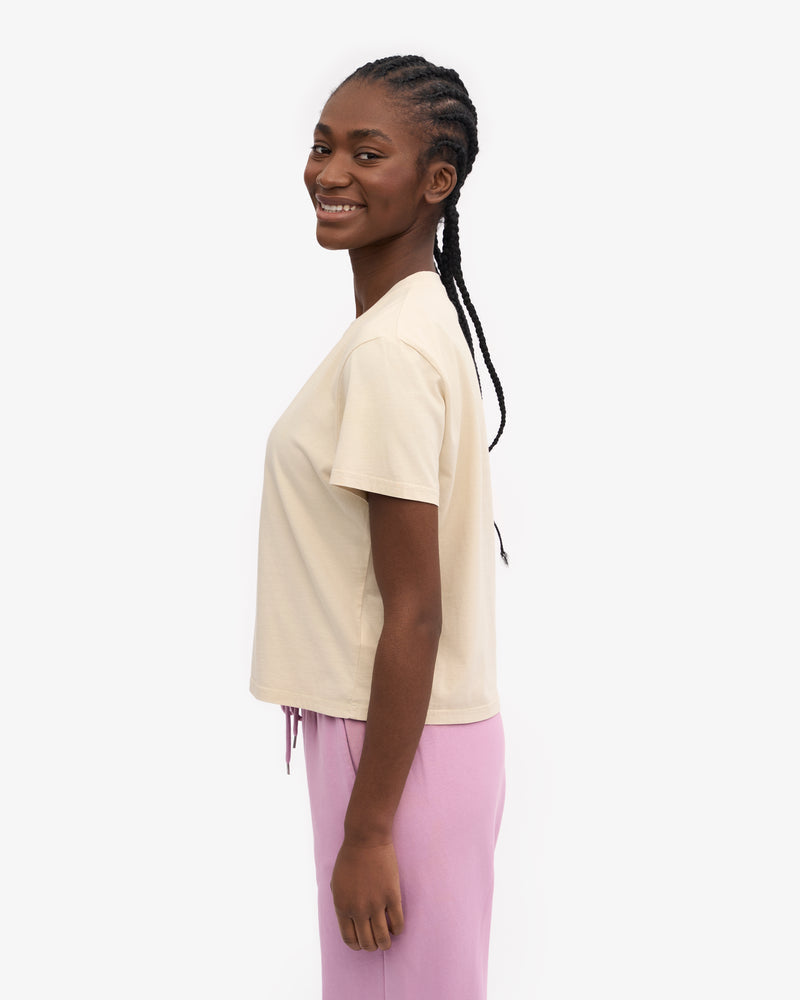 Organic Boxy Crop Tee - Ivory White