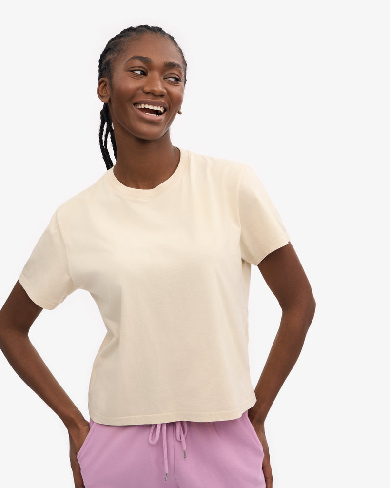 Organic Boxy Crop Tee - Ivory White