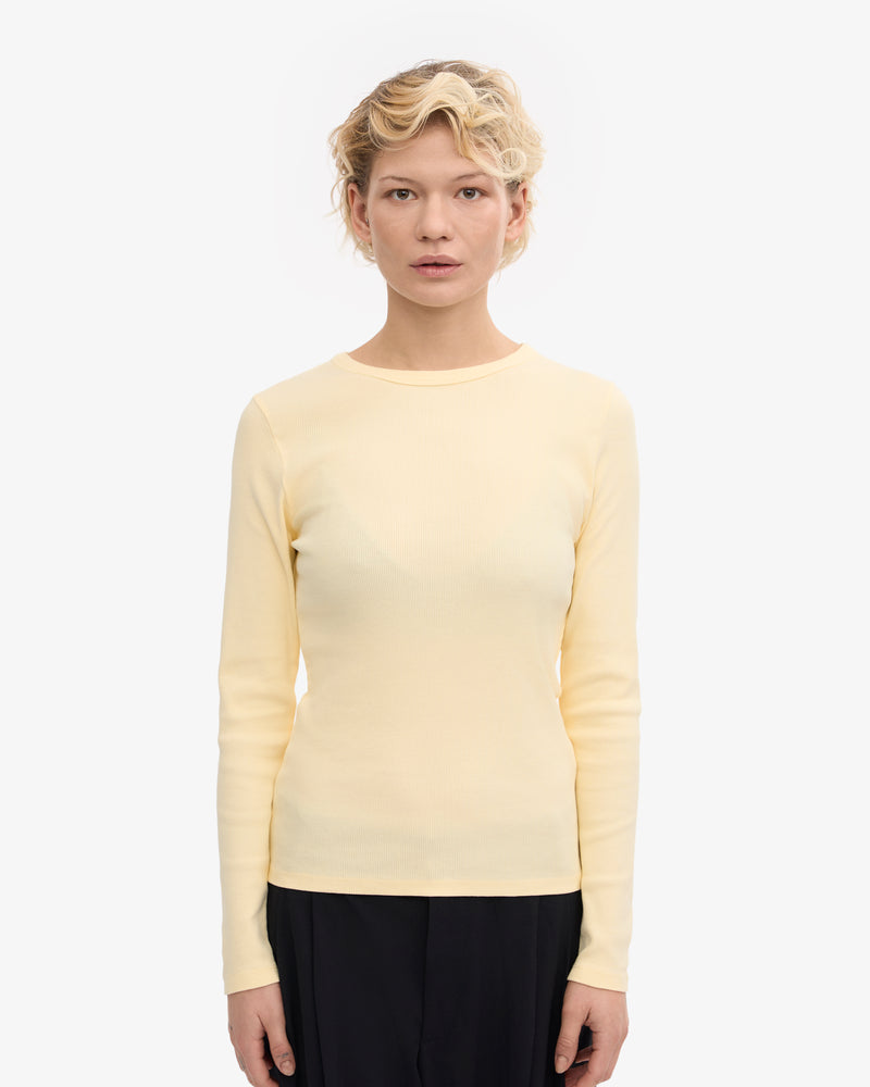 WOMEN ORGANIG RIB LS T-SHIRT - Soft Yellow