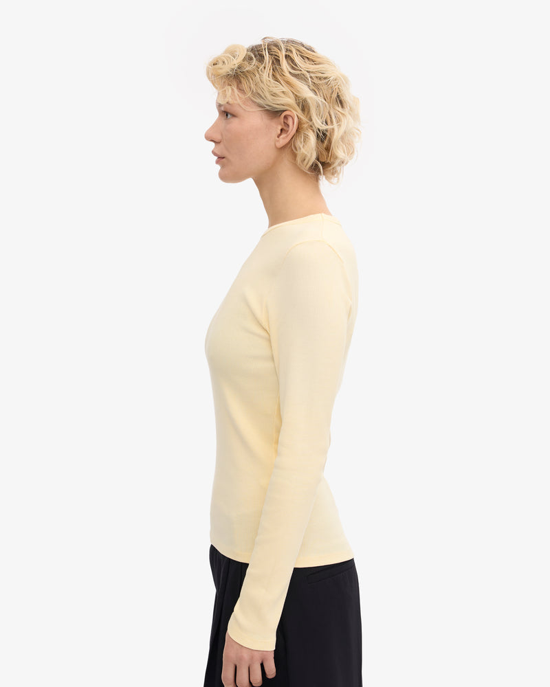 WOMEN ORGANIG RIB LS T-SHIRT - Soft Yellow